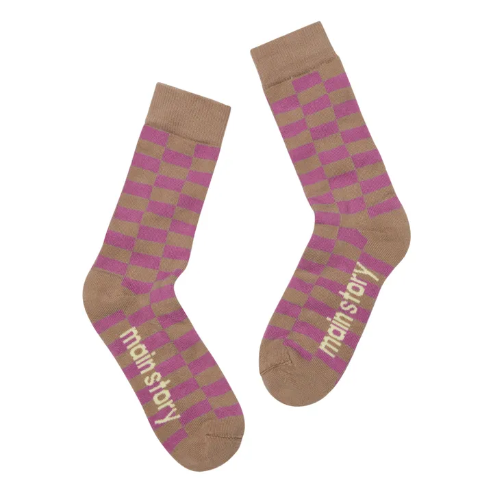 Main Story Chaussettes Damier | Marron