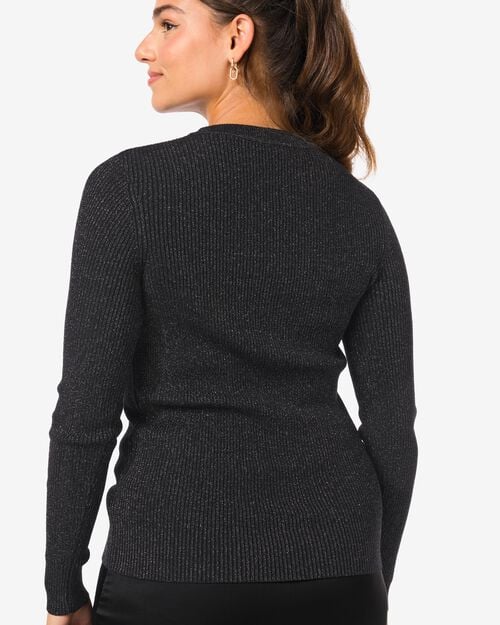 pull pour femme Louisa avec côtes et paillettes noir