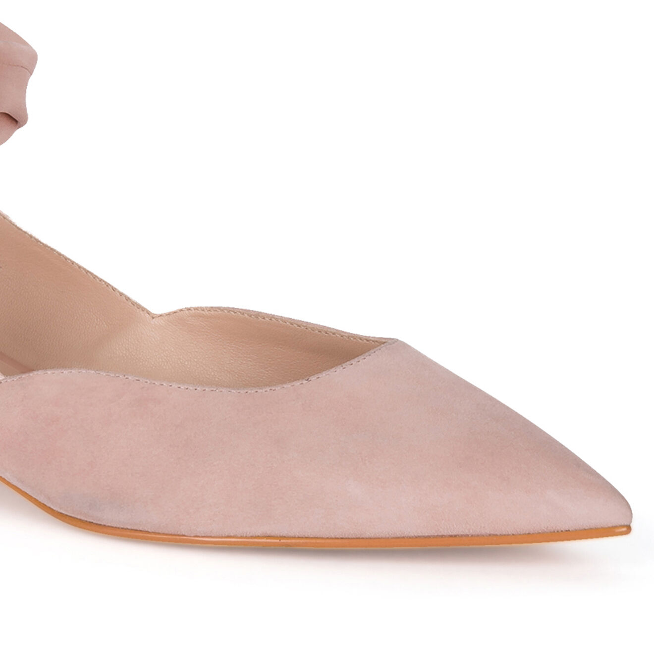 What For Ballerines en Velours de Cuir Amélia rose pâle