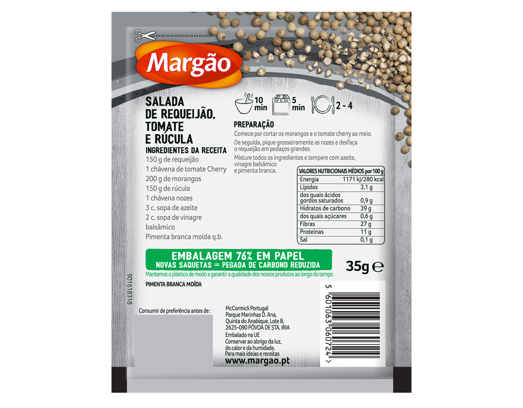 PIMENTA BRANCA MARGÃO MOIDA SAQUETA 35G