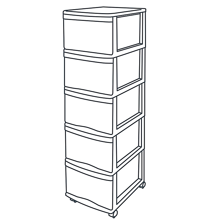 Tour en plastique 5 tiroirs Kontor gris H. 105,5 cm x L. 30 cm x P. 38 cm