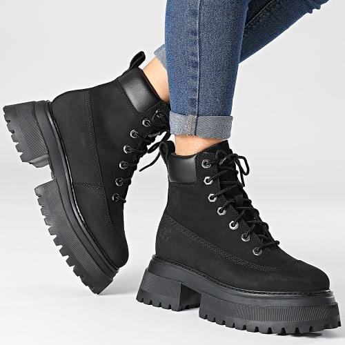 Boots Femme Sky 6 Inch Lace Up A248J Black Nubuck