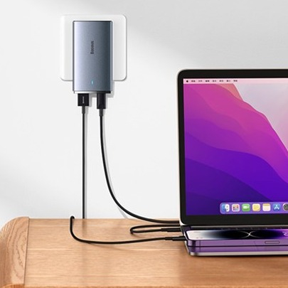 (65W) GaN5 Pro Ultra Slim USB C / USB A Ladegerät Fast Charge Netzteil inkl. USB C Ladekabel   Adapter Stecker EU / UK / US - Schwarz