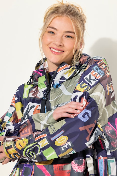 Funktions-Regencape, Unisex, Print, Kapuze
