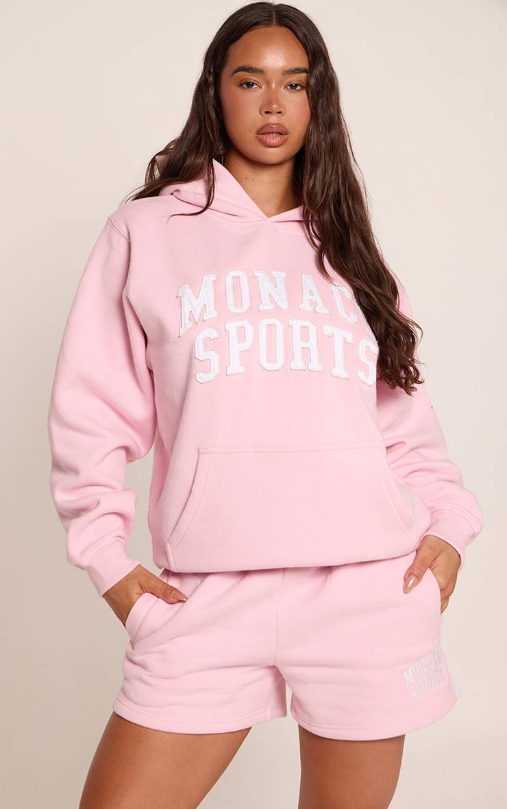 Rose Sweat À Casynthétiqueche Oversize À Imprimé Contrasté Monaco