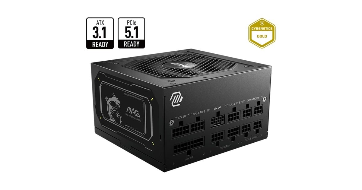 MSIMAG A750GL PCIE5 II modulaire 750 watt voeding   (Zwart, 1x 12V-2x6, 3x PCIe)