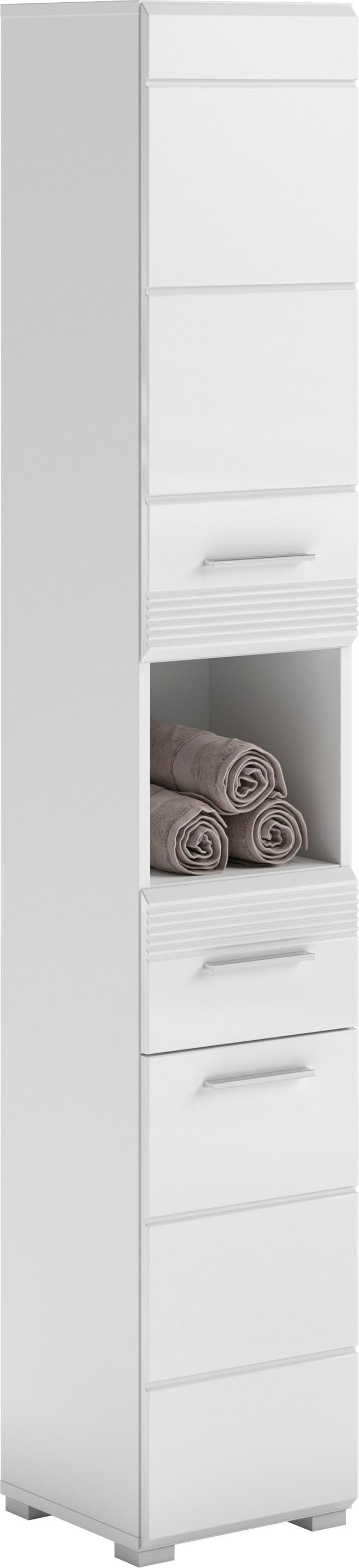 INOSIGN Hochschrank »Malmö, Breite 30 cm, 2 Türen, 1 Schubkasten, 1 offenes Fach, MDF-Front« in verschiedenen Farben erhältlich, Badmöbel, Badschrank, Schrank, Bad