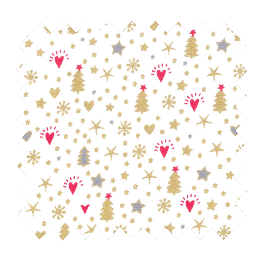 Tissu Coton Au Mètre Etoile Sapin Ivoire Ex1036