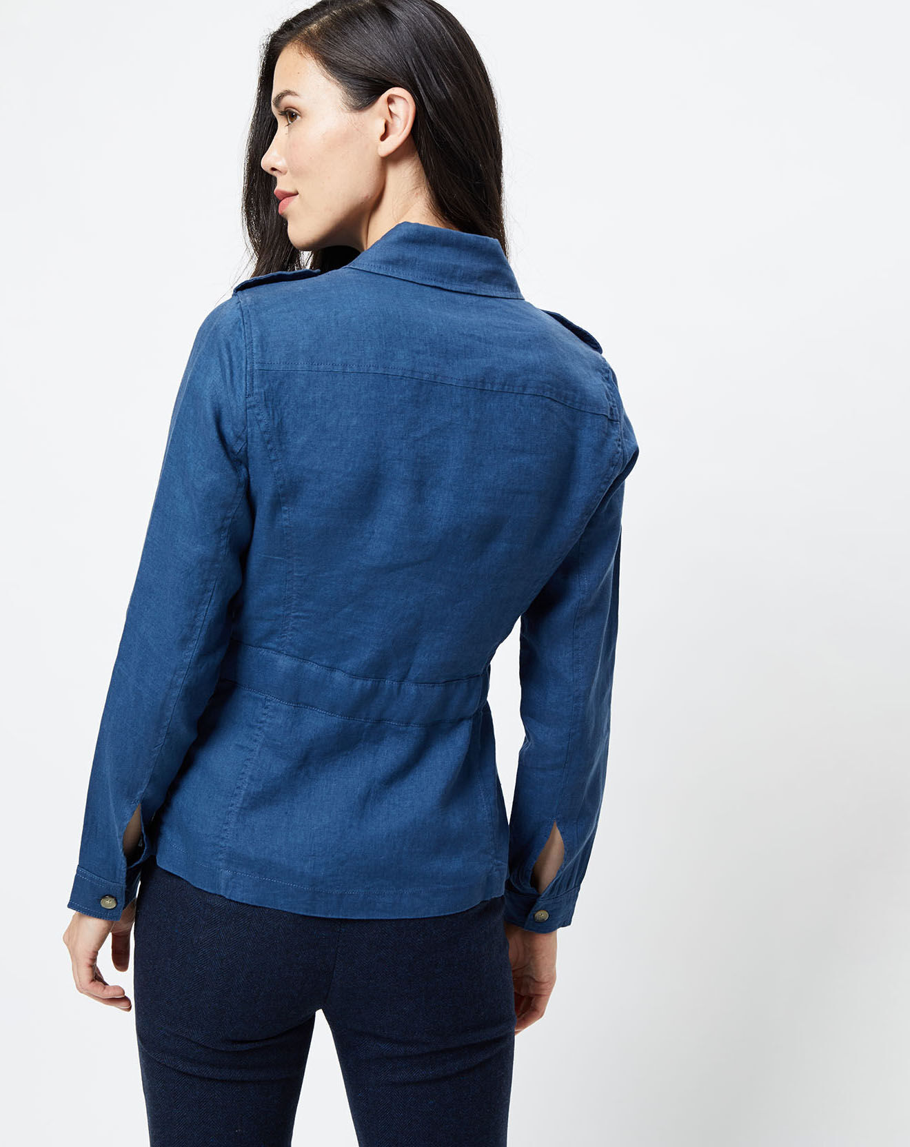 Caroll Veste Saharienne 100% Lin Max indigo