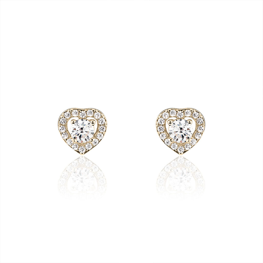 Boucles D'oreilles Puces Alais Plaqué Or Jaune Oxyde De Zirconium