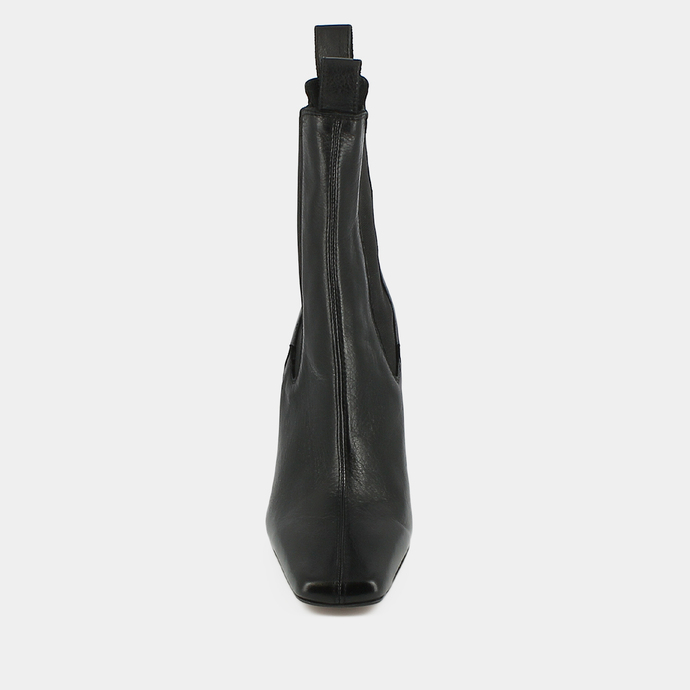 Boots à talons hauts, élastiques et bout...  en cuir noir