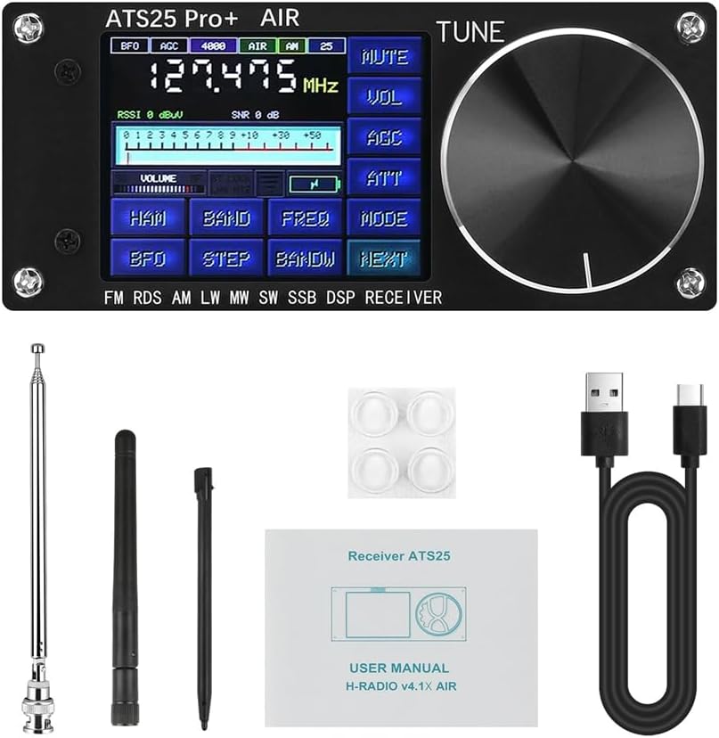 ATS25 Pro + AIR FM SW SSB MW LW AIR SDR Empfänger für Luftfahrt, unterstützt Bluetooth WiFi
