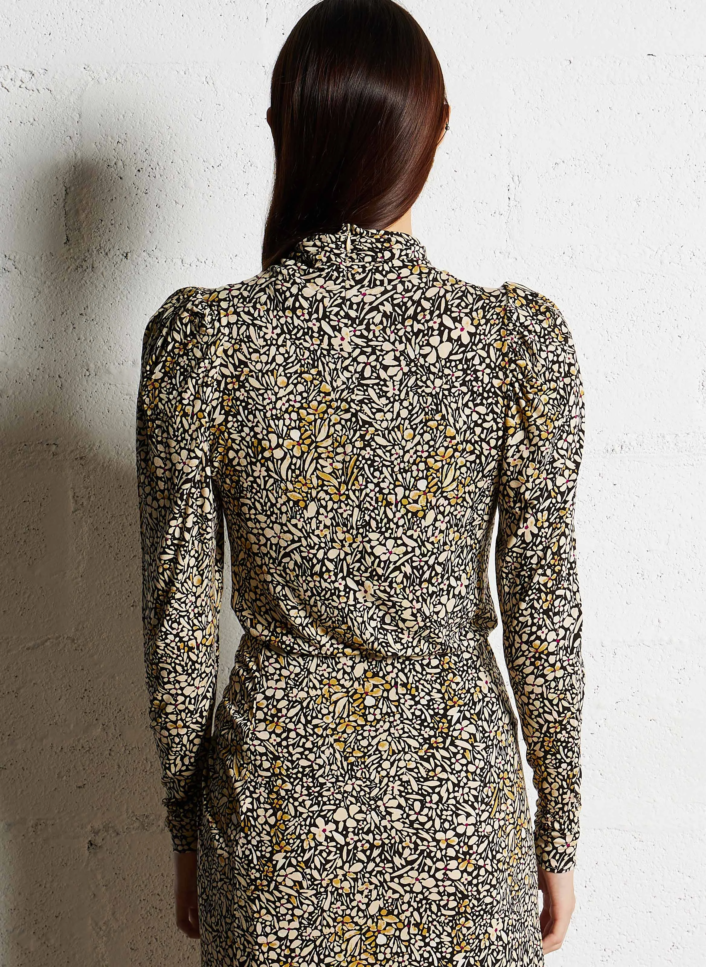 SHINE - Top col cheminé imprimé | Beige