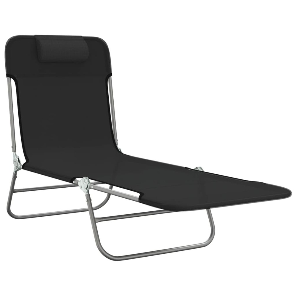 Chaises longues pliables 2 pcs noir textilène et acier