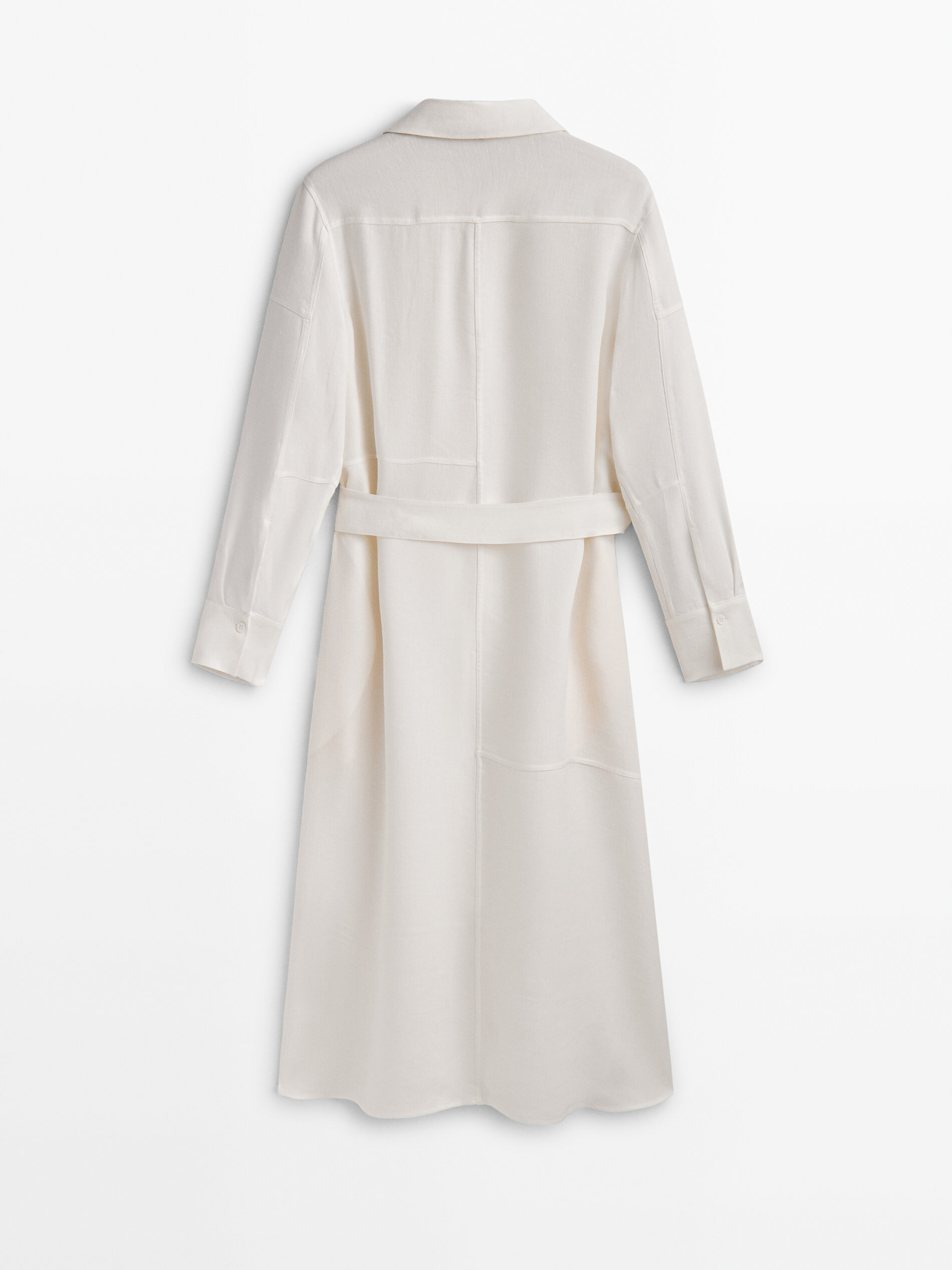 Vestido camisa com costuras em linho - BRANCO