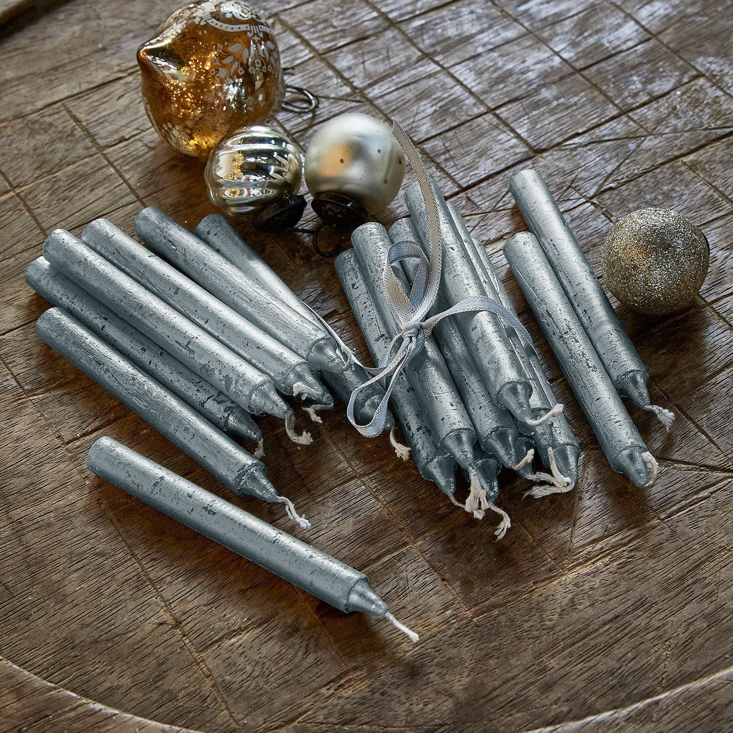 Kerze 12er Set Bauceau silber