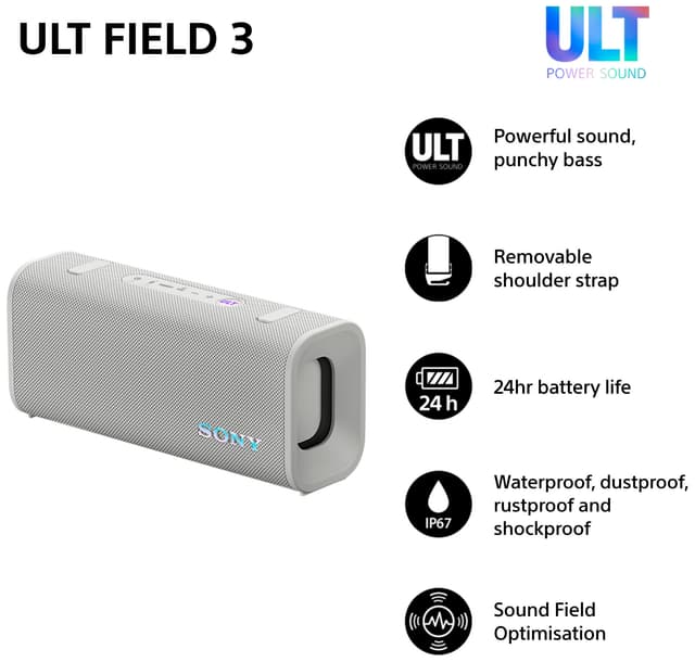 Sony ULT Field 3 bærbar højttaler (hvid)