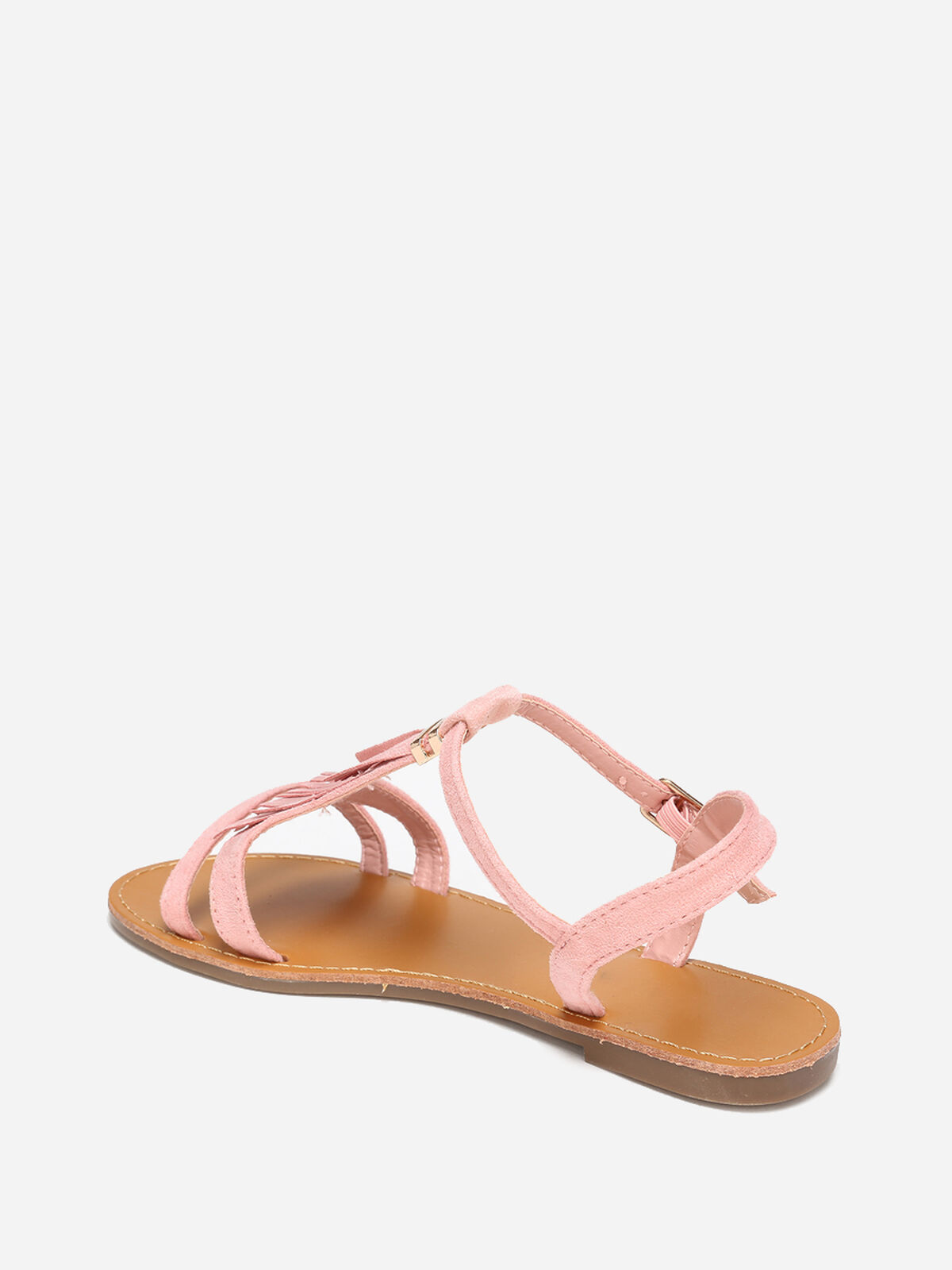 Sandales en suédine avec franges- Rose