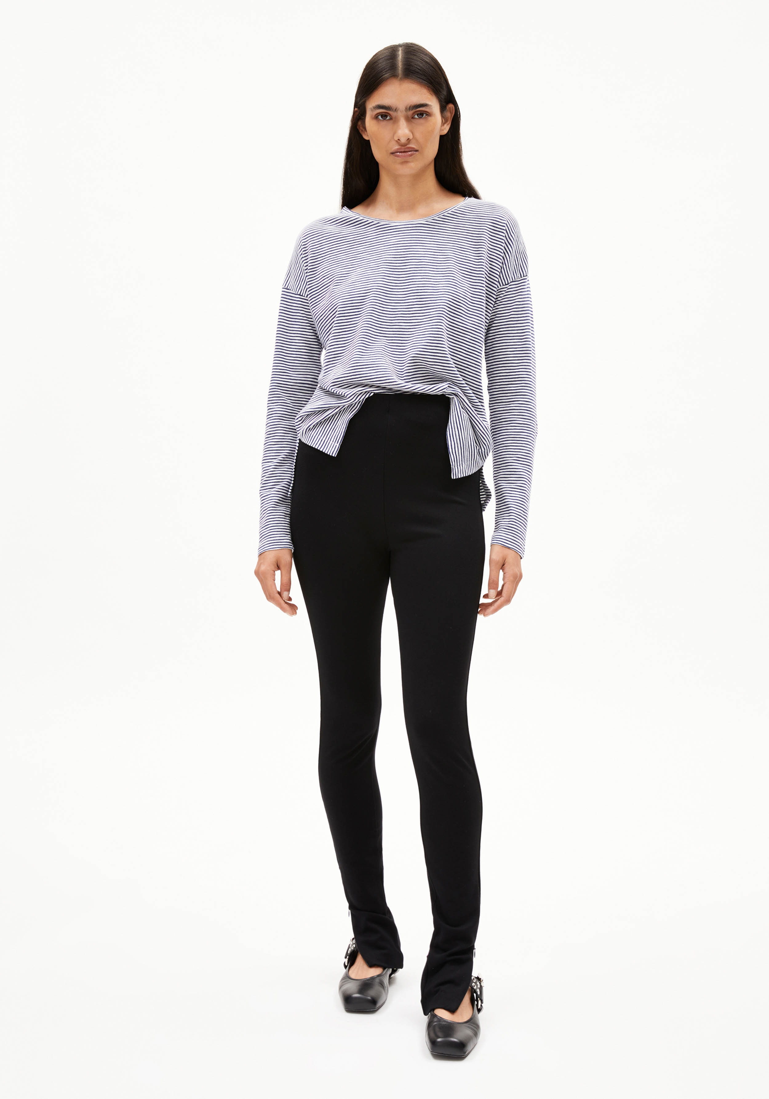 Armedangels Longsleeve Xianaa Lovely Stripes Oatmilk-Blue Noon