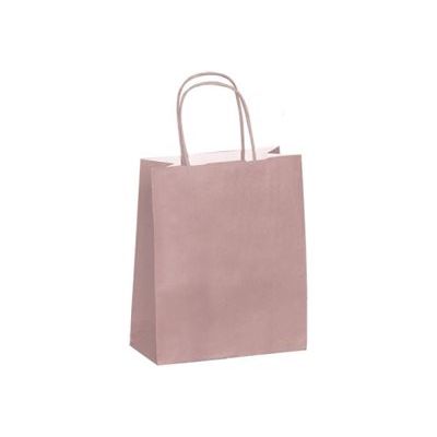 50 Sacs cadeau kraft - poignées torsadées - 23 cm x 12 cm x 30 cm - rose poudré