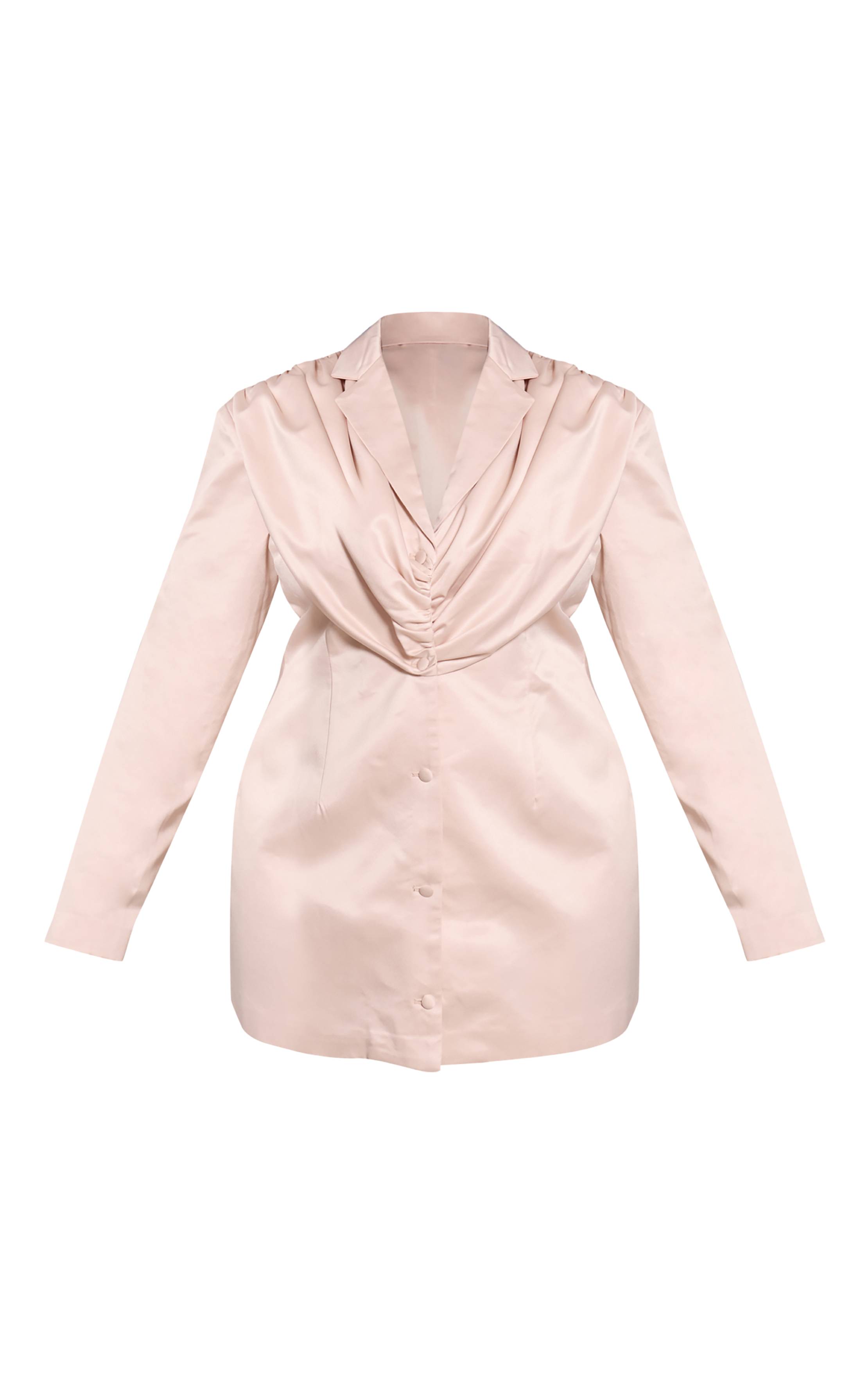 Champagne Robe Blazer Plissée En Satin Champagne Grande Taille