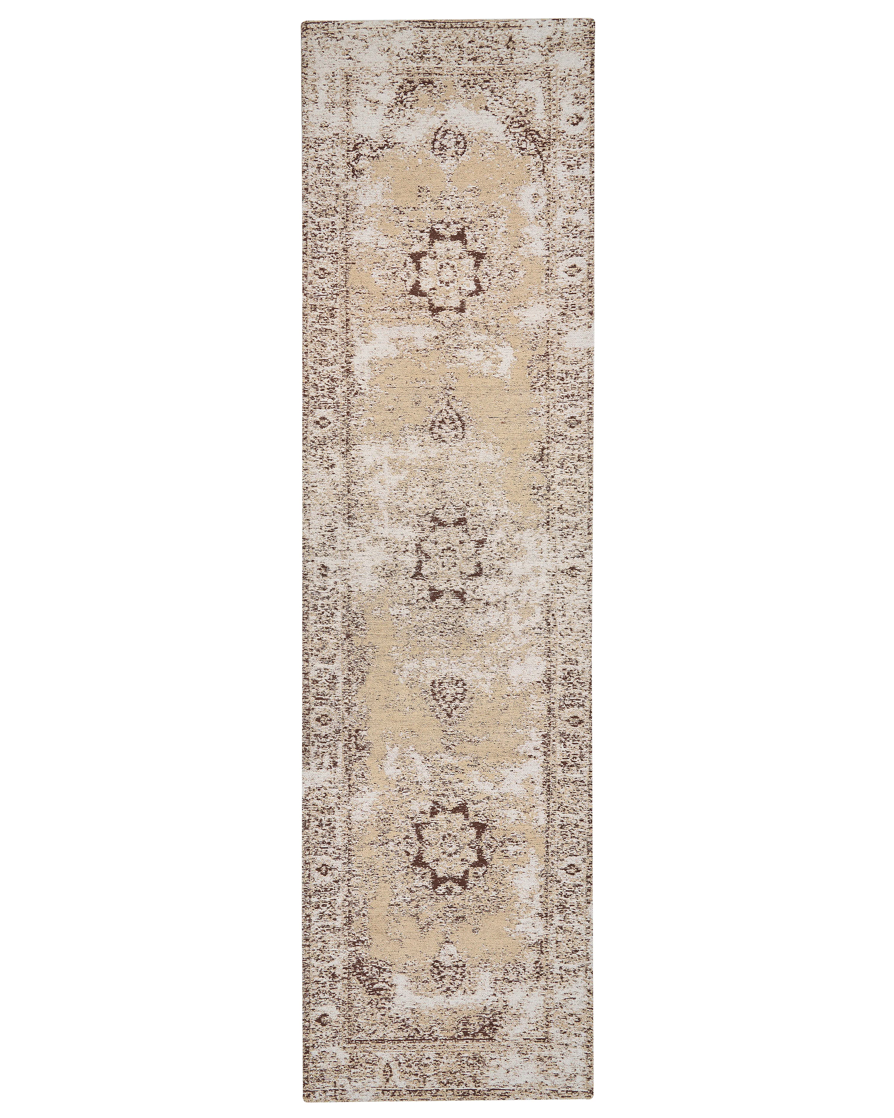 Vloerkleed ALMUS Bruin 80 x 300 cm Katoen
