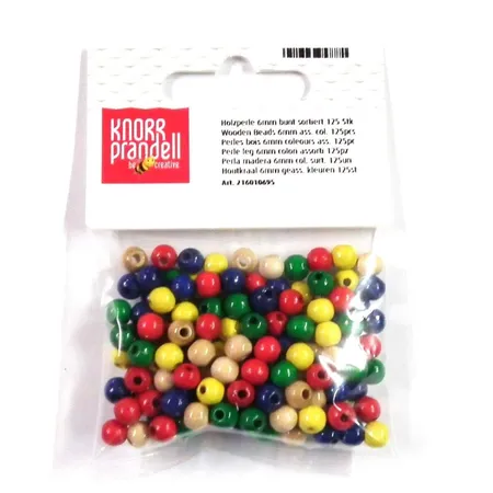 Knorr Prandell Holzperlen, 6mm, bunt sortiert, 125 Stück