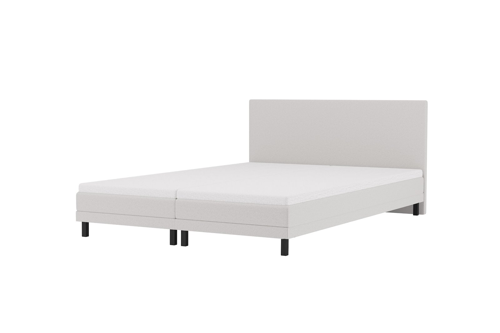 XOV Komfort 5 regulerbar seng 160x200 cm Tekstil Primo 84 lys grå, Komfort 5 overmadrass og sorte firkantede ben, gavl selges separate.
