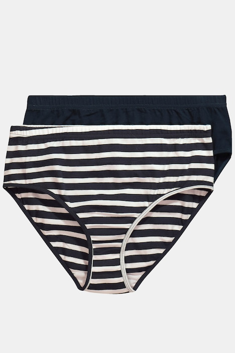 Slips, 2er-Pack, uni/Ringel, Biobaumwolle