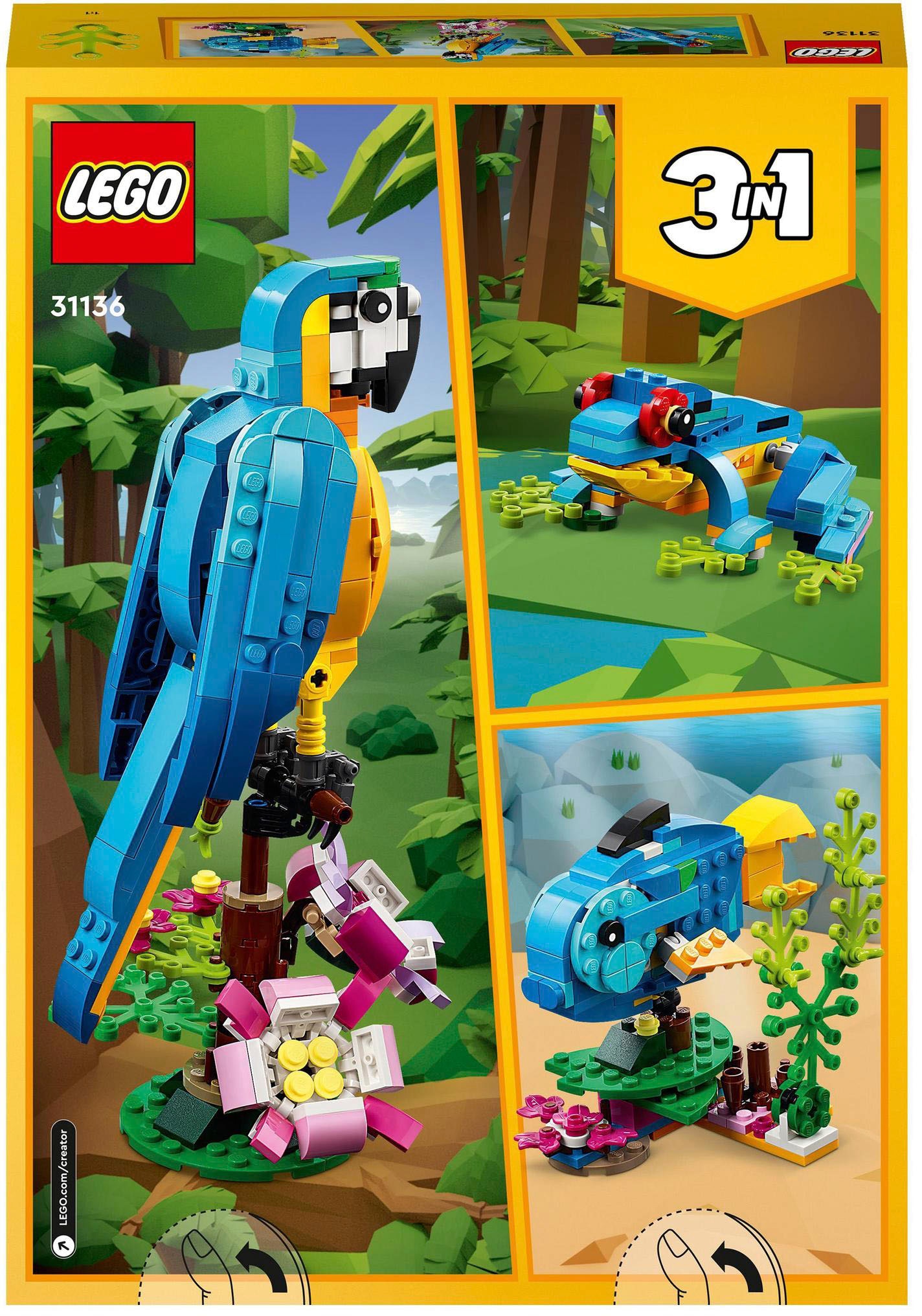 LEGO® Konstruktionsspielsteine »Exotischer Papagei (31136), LEGO® Creator 3in1«