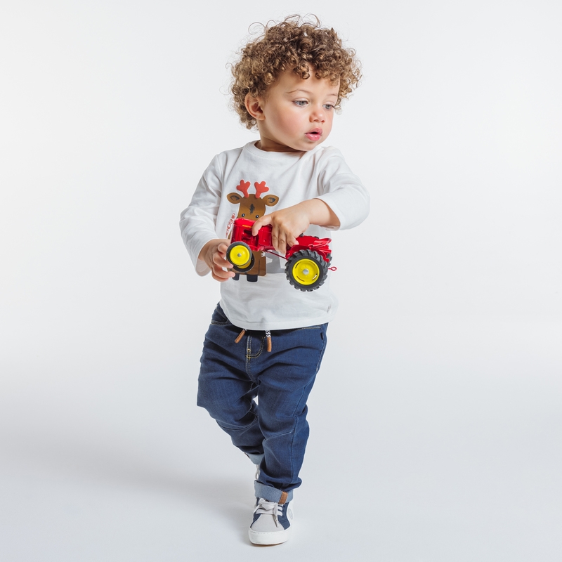 Jean knit-denim taille élastiquée bleu bébé garçon