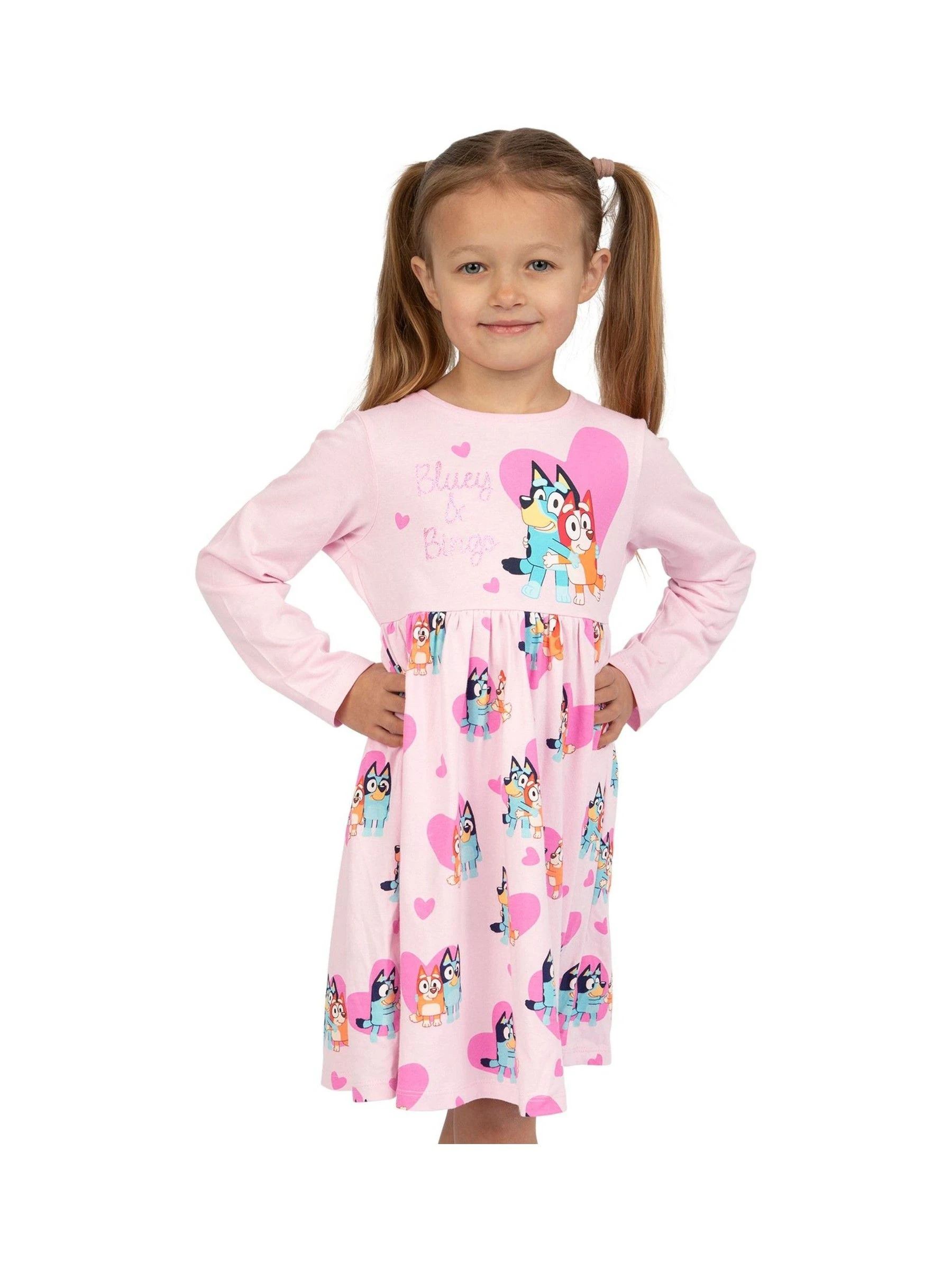 Character Bluey Long Sleeve 100% Cotton Dress
