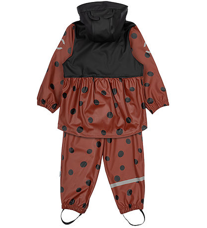 Mikk-Line Regenkleidung m. Träger - PU - Henna m. Marienkäfer