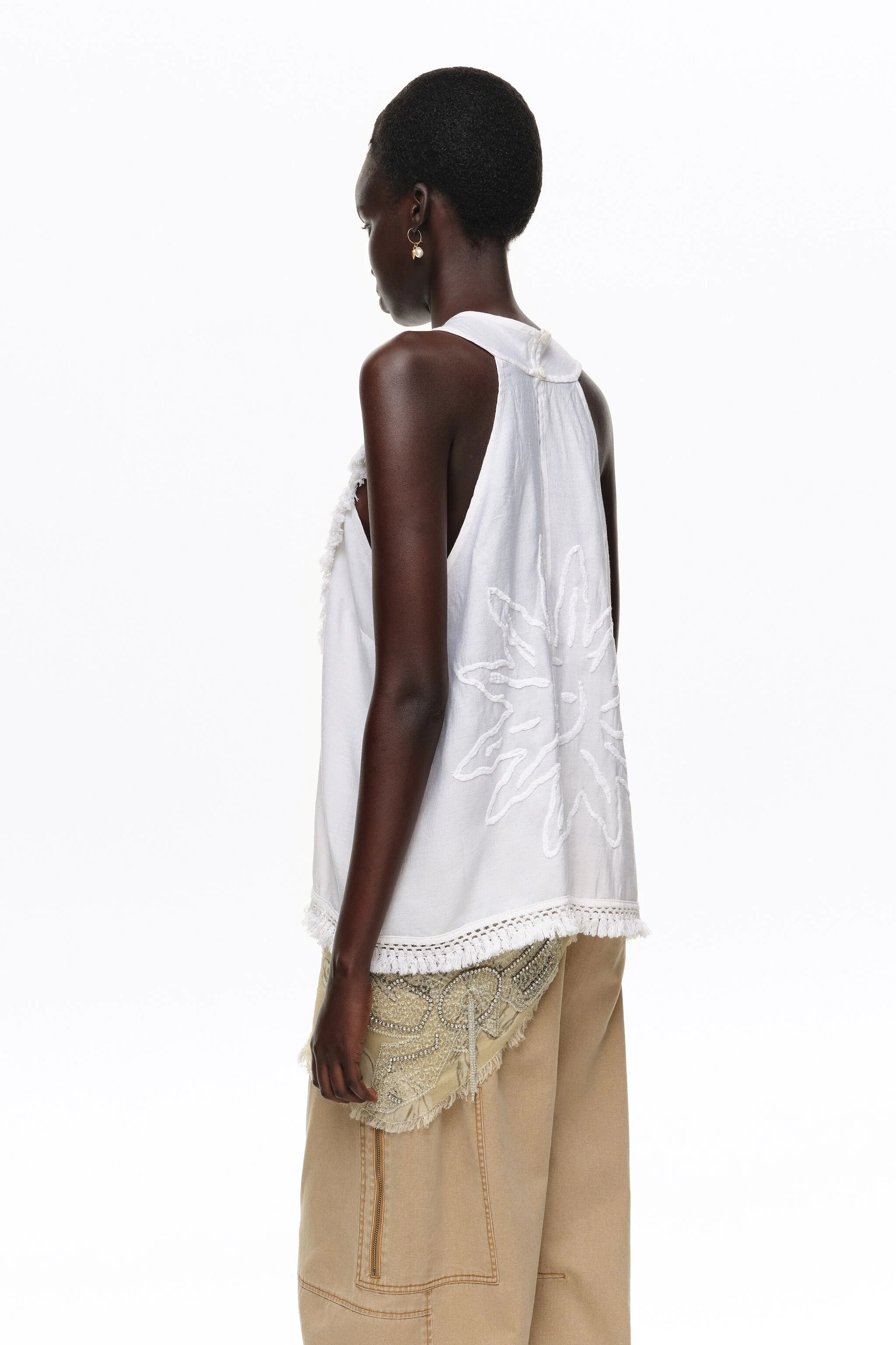 Top envelope branco com franjas
