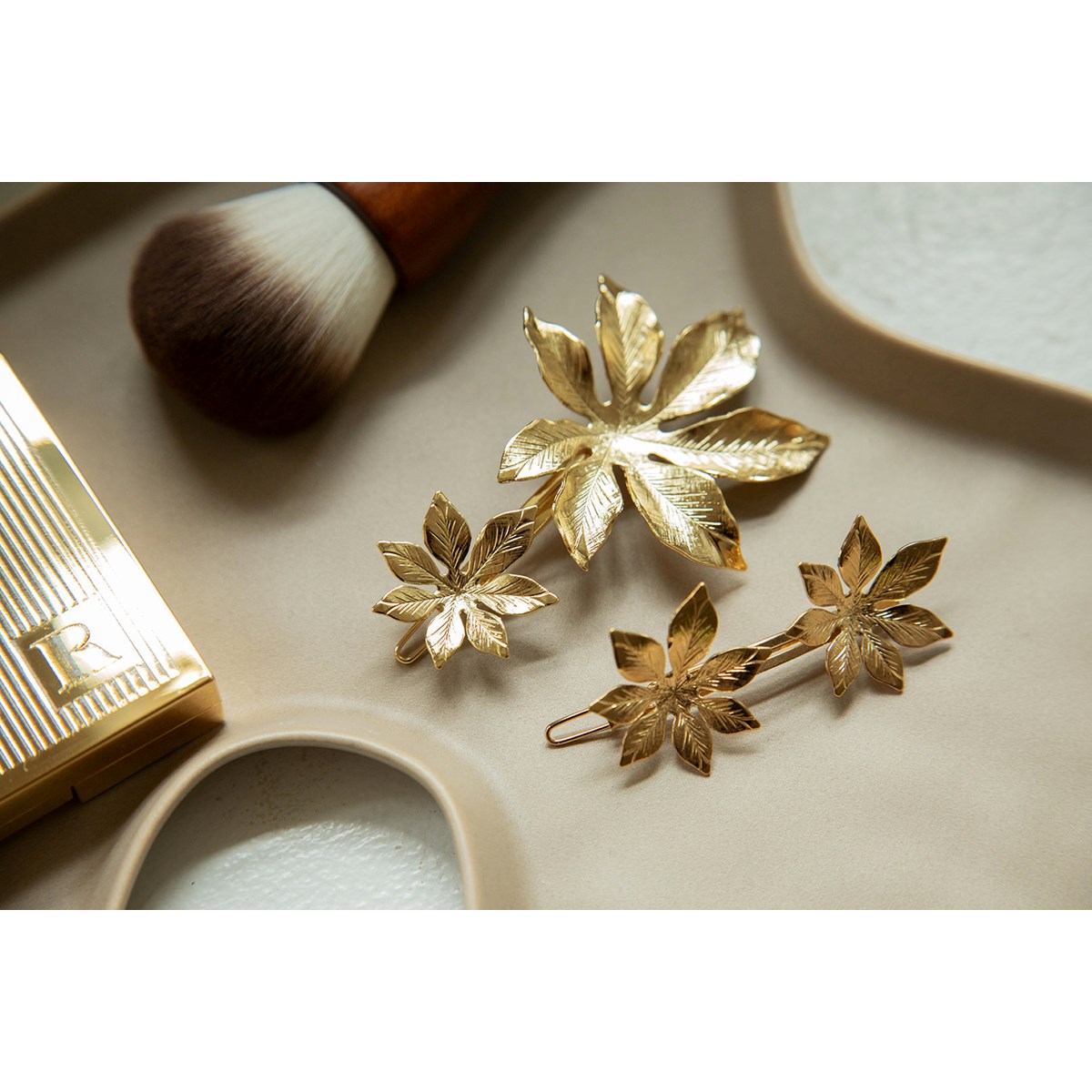 barrette fleurs doré à l'or fin - CHLORIS
