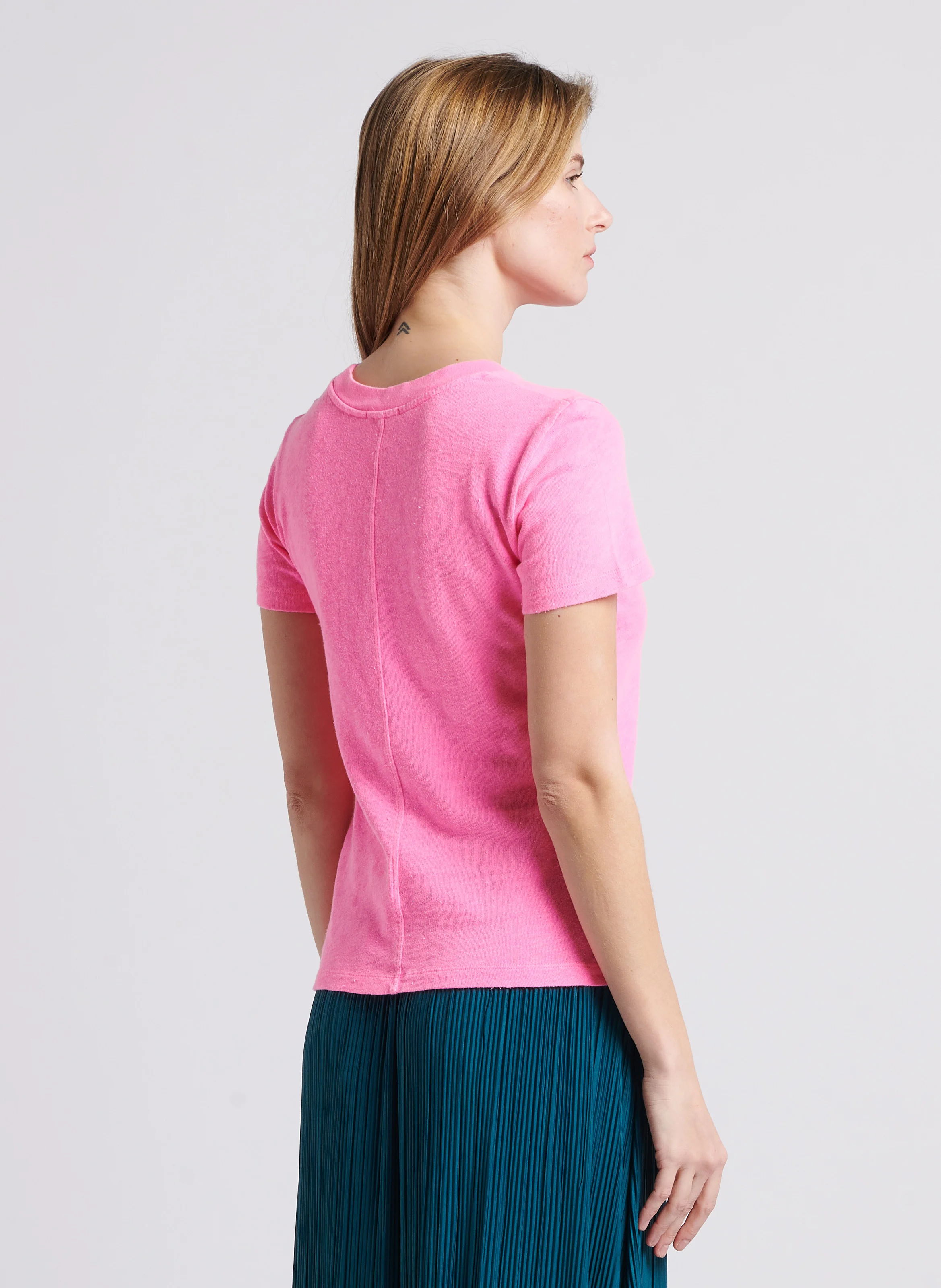 SONOMA - Tee-shirt col rond droit en coton | Rose