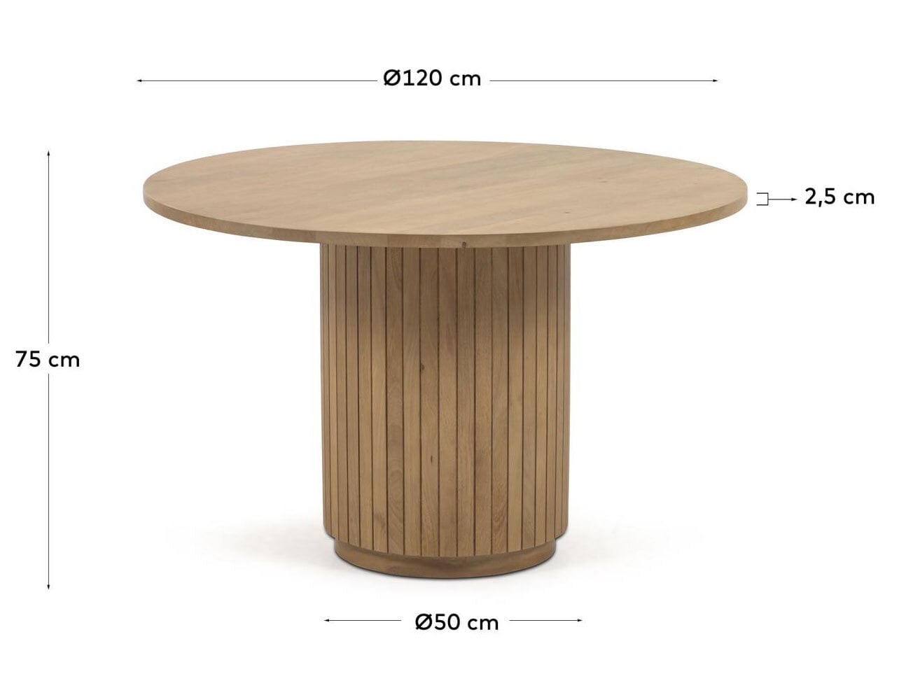 Kave Home Esstisch LICIA rund 120 x 75 cm braun