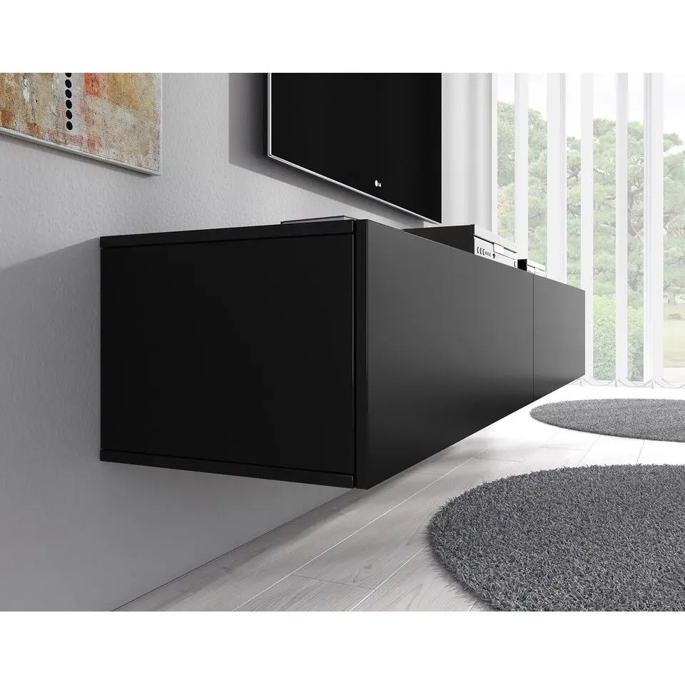 Meubella - TV-Meubel Flame XL - Mat Zwart - 180 cm