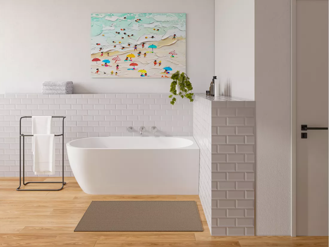 Baignoire d'angle - 231L - 165 x 78 x 58 cm - Blanc brillant - Acrylique - Angle droit - ALBANELIA