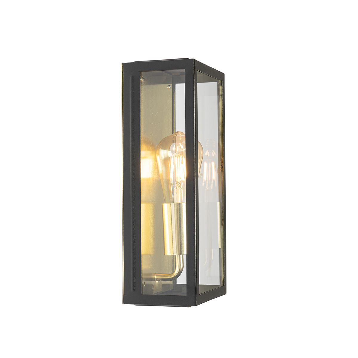 Industriële buiten wandlamp zwart met goud IP44 - Rotterdam
