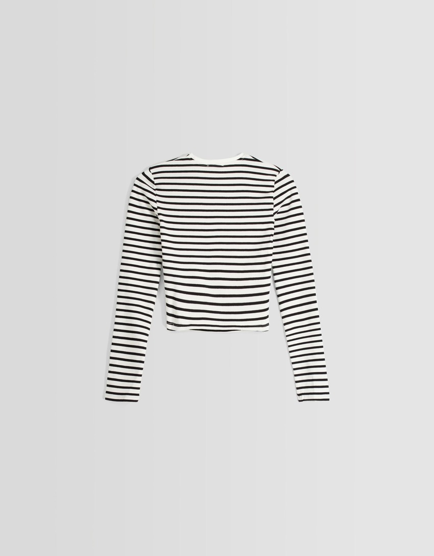 Camiseta de manga comprida com gola redonda