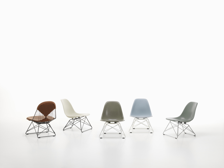 Vitra Eames LSR fauteuil zwart onderstel, Poppy Red