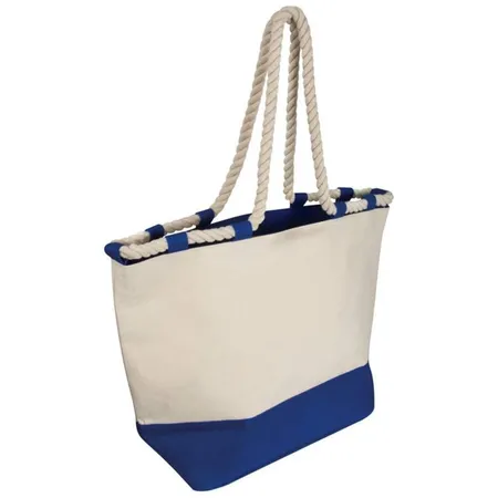 Macma Strandtasche mit Kordel, blau-natur