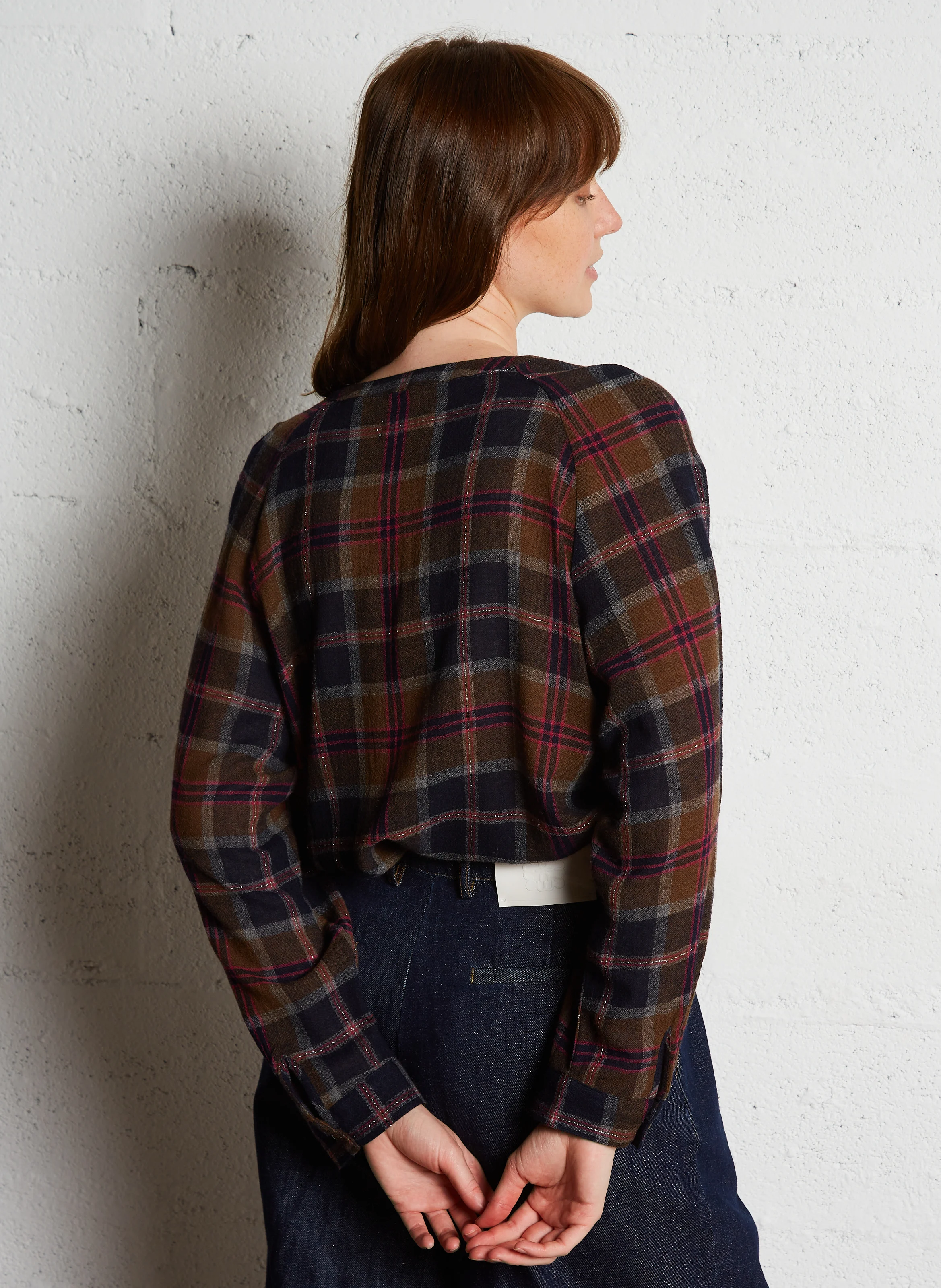 TOMI - Blouse col rond à carreaux| Multicolore