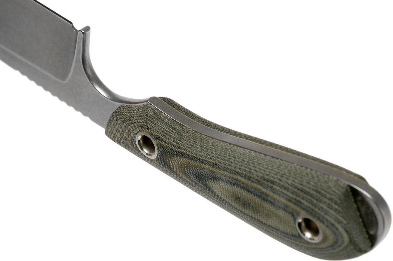 White River Knives M1 Caper Black & OD Linen Micarta vaststaand mes, Kydex schede