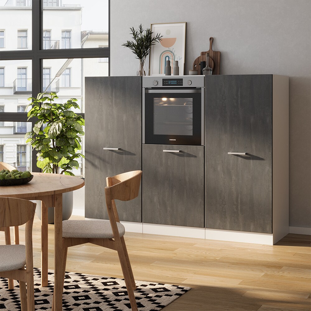 Vicco Küchenblock R-Line 180 cm Schwarz Beton Weiß ohne Arbeitsplatte