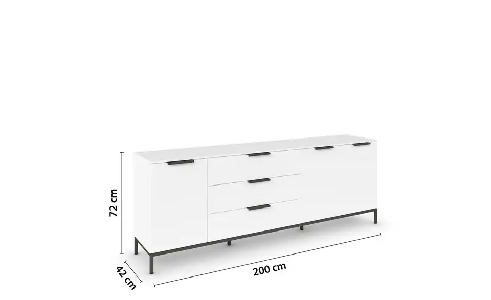 Sideboard Weiß Weiß Front: Dekor, Oberboden: Dekor Graphit