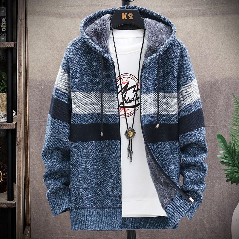 Aozora - Gestreept vest met capuchon en rits