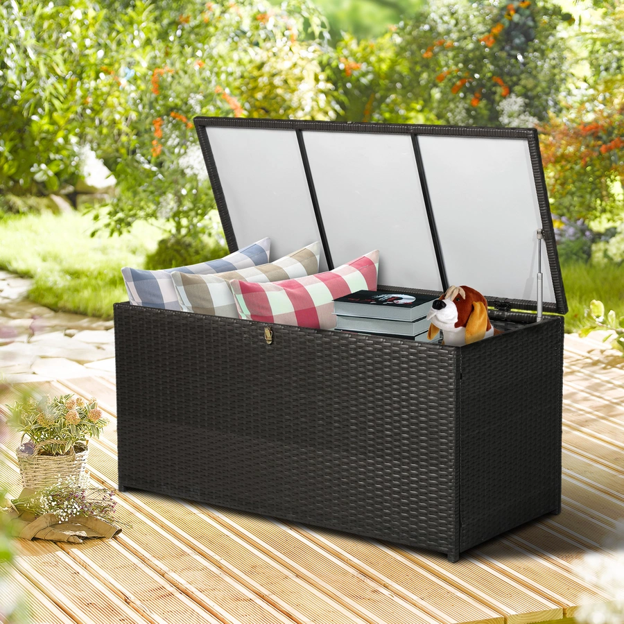 Outsunny Polyrattan Auflagenbox dunkelbraun