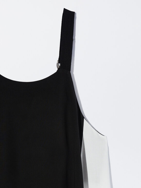 Vestido Maxi Color Block - Preto